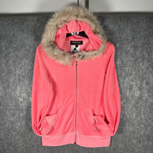 Load image into Gallery viewer, Y2K Mcbling Juicy Couture Reworked Fur-Trim Velour Hoodie • Medium
