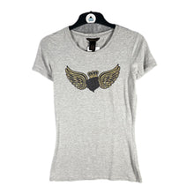 Load image into Gallery viewer, Y2K Rocawear Rhinestone Wing Crown Tee Grey Baby T-Shirt, Size M