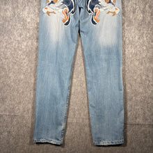 Load image into Gallery viewer, Ed Hardy Style Y2K Tattoo Embroidered Early 2000s Streetwear Light Wash Jeans