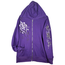 Load image into Gallery viewer, Gothic Y2K 2000s Fleur De Lis Studded Ashley Stewart Purple Hoodie, Size 2XL