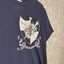 Load image into Gallery viewer, Attitude Gold Navy Fleur De Lis Shield Y2K Gothic Top, Size L