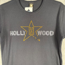 Load image into Gallery viewer, Y2K Rhinestone Hollywood Star Bling Tee Black T-Shirt, Size S