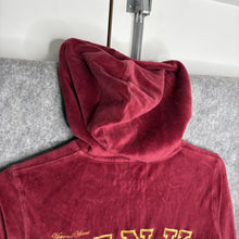 Load image into Gallery viewer, Pink Victoria Secret Velour Burgundy Y2K Mcbling Zip Up Hoodie, Size Small
