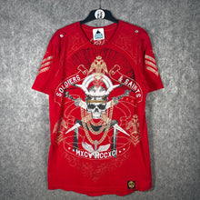 Load image into Gallery viewer, Soldiers & Saints Red Skull Graphic T-Shirt Large Embellished Tee