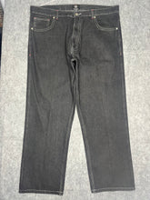 Load image into Gallery viewer, B.Denim Y2K Hiphop Embroidered Red and White Dark Wash Jeans, Size 3XL