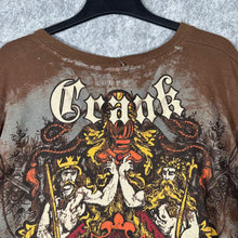 Load image into Gallery viewer, Crank Y2K Gothic Ed Hardy Affliction Style Brown Graphic Baggy Top Size XXL