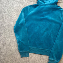 Load image into Gallery viewer, Juicy Couture Blue Velour Y2K Reworked Faux Fur Hoodie, Size S
