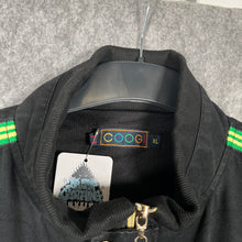 Load image into Gallery viewer, Coogi Black Crest Logo Bomber Jacket Green Stripe Y2K Streetwear (XL)