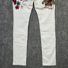 Load image into Gallery viewer, Ed Hardy x Red Pepper Y2K White Red 2000s Mcbling Skinny Jeans, Size Xs-S