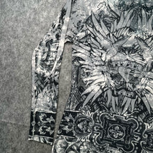 Load image into Gallery viewer, S-Twelve Grey Diamante Unique Ornate Baroque Fear Graphic Grunge Top, Size M