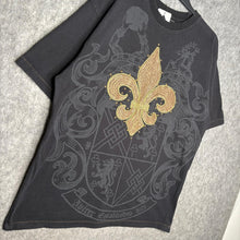 Load image into Gallery viewer, Avirex Black Gold Fleur De Lis Studded Gothic Top, Size Large