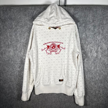 Load image into Gallery viewer, Yakuza Ink White Gothic Logo Hoodie Red Print All Over Pattern Size XL