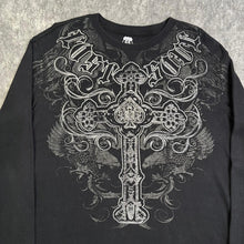 Load image into Gallery viewer, Route 66 Lost Soul Gothic Cross Black Long Sleeved Grunge Y2K Top, Size XL
