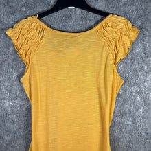Load image into Gallery viewer, Style & Co Yellow Graphic Rhinestone Top Boho Paisley Tee – Estimated M