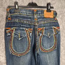 Load image into Gallery viewer, True Religion Multi Stitch Horseshoe Grunge Y2K Blue Jeans, Size M
