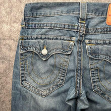 Load image into Gallery viewer, True Religion Y2K Embroidered Logo Distressed leg & Knee Ricky Jeans,Waist 28