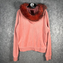 Load image into Gallery viewer, Juicy Couture Reworked Pink Velour Fur Hood Zip Hoodie Medium Y2K Women’s