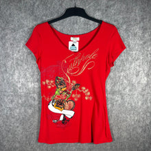 Load image into Gallery viewer, Southpole Red Graphic Angel Rose Tattoo Style Tee, Size L