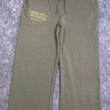 Load image into Gallery viewer, Ed Hardy Khaki Tattoo Y2K Flared Joggers, Size XL