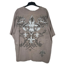 Load image into Gallery viewer, Y2K MMA Elite Affliction Style Gothic Grunge Fleur De Lis Baggy Brown Top 2XL