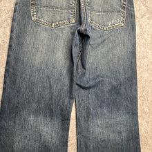 Load image into Gallery viewer, Von Dutch 2000s Navy Patchwork White Logo Pannel Jeans, Waist 32