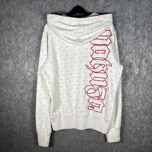 Load image into Gallery viewer, Yakuza Ink White Gothic Logo Hoodie Red Print All Over Pattern Size XL