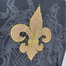 Load image into Gallery viewer, Avirex Black Gold Fleur De Lis Studded Gothic Top, Size Large