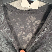 Load image into Gallery viewer, Y2K Gothic Shield Graphic Burnout Tee Black Distressed Top, Size L