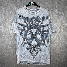 Load image into Gallery viewer, Y2K Gothic Grunge Affliction Ed Hardy Style Xtreme Couture Blue Top Size Large