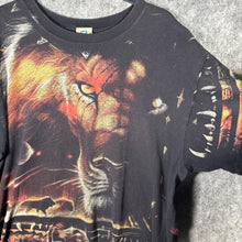 Load image into Gallery viewer, Liquid Blue 2001 Lion All Over Graphic T-Shirt Y2K Tribal – Black – XL/XXL