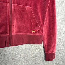 Load image into Gallery viewer, Pink Victoria Secret Velour Burgundy Y2K Mcbling Zip Up Hoodie, Size Small