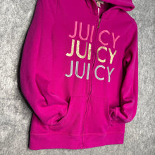 Load image into Gallery viewer, Juicy Couture Pink Y2K Fleeced Mcbling Embroidered Hoodie, Size S-M