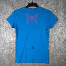 Load image into Gallery viewer, Y2K Mcbling Tapout Blue Skull Graphic Baby Tee MMA Style Size M