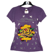 Load image into Gallery viewer, Ed Hardy Purple Y2K Rose Tattoo Style 2000s Top, Size M