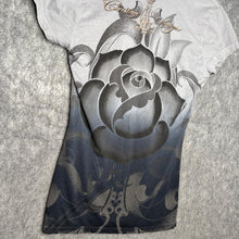 Load image into Gallery viewer, Christian Audigier Grey Butterfly Y2K Floral 2000s Top, Size L