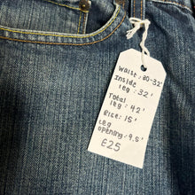 Load image into Gallery viewer, Von Dutch 2000s Navy Patchwork White Logo Pannel Jeans, Waist 32