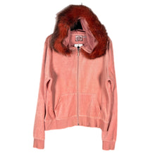 Load image into Gallery viewer, Juicy Couture Reworked Pink Velour Fur Hood Zip Hoodie Medium Y2K Women’s