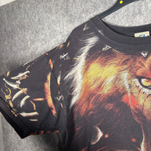 Load image into Gallery viewer, Liquid Blue 2001 Lion All Over Graphic T-Shirt Y2K Tribal – Black – XL/XXL