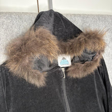 Load image into Gallery viewer, Juicy Couture Y2K Faux Fur Brown Velour Mcbling Choose Juicy Hoodie, Size XL