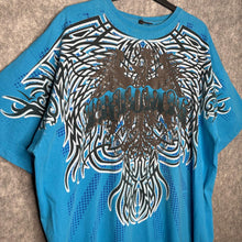 Load image into Gallery viewer, Triumph Blue Cyber Tribal Y2K Grunge Gothic Top, Size 2XL
