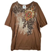 Load image into Gallery viewer, Crank Y2K Gothic Ed Hardy Affliction Style Brown Graphic Baggy Top Size XXL
