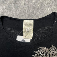 Load image into Gallery viewer, Vocal Rhinestone Mcbling Y2K Angel Wing Gothic Cross Long Sleeved Top,XS