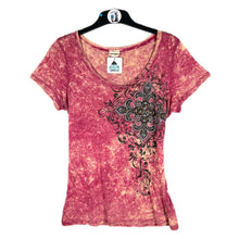 Load image into Gallery viewer, Daytrip Y2K Acid Wash Graphic Tee Pink Floral Print T-Shirt Size S