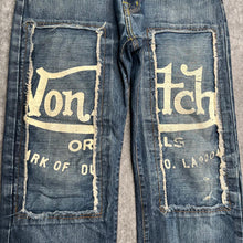 Load image into Gallery viewer, Von Dutch 2000s Navy Patchwork White Logo Pannel Jeans, Waist 32
