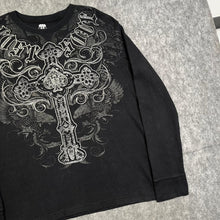 Load image into Gallery viewer, Route 66 Lost Soul Gothic Cross Black Long Sleeved Grunge Y2K Top, Size XL