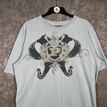 Load image into Gallery viewer, Phat Farm Light Blue Grey Crest Logo T-Shirt Y2K Hip Hop Streetwear