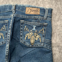 Load image into Gallery viewer, Jireh Premium 2000s Frayed Waist Embroidered Pocket Distressed Leg Jeans