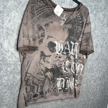 Load image into Gallery viewer, Affliction Brown Gothic Y2K Skull Grunge 2000s Top, Size L