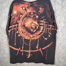 Load image into Gallery viewer, Liquid Blue 2001 Lion All Over Graphic T-Shirt Y2K Tribal – Black – XL/XXL