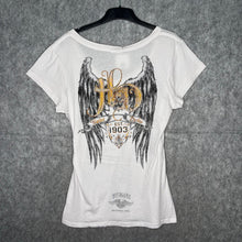 Load image into Gallery viewer, Harley Davidson Angel Wing White Grunge Y2K Top, Size L
